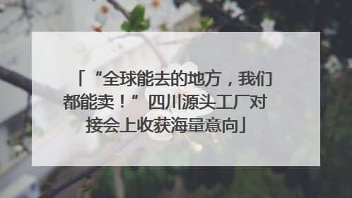 “全球能去的地方，我们都能卖！”四川源头工厂对接会上收获海量意向