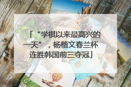 “学棋以来最高兴的一天”，杨楷文春兰杯连胜韩国前三夺冠