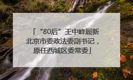 “80后”王中峰履新北京市委政法委副书记，原任西城区委常委