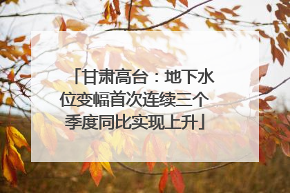 甘肃高台：地下水位变幅首次连续三个季度同比实现上升