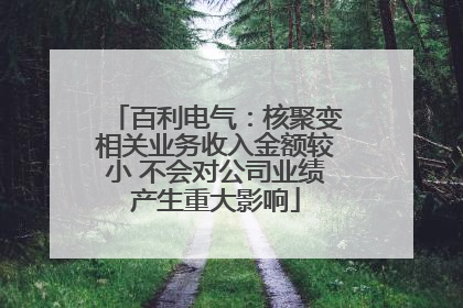 百利电气：核聚变相关业务收入金额较小 不会对公司业绩产生重大影响