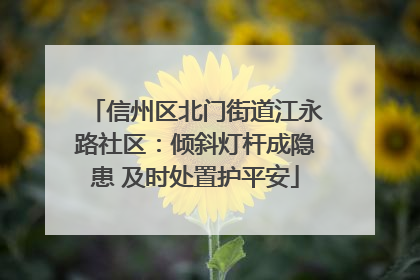 信州区北门街道江永路社区：倾斜灯杆成隐患 及时处置护平安