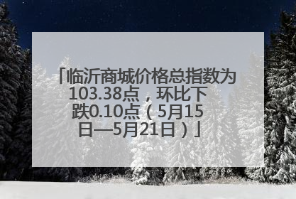 临沂商城价格总指数为103.38点，环比下跌0.10点（5月15日—5月21日）