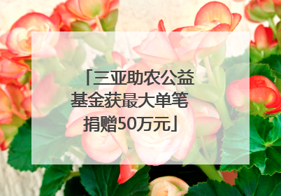 三亚助农公益基金获最大单笔捐赠50万元