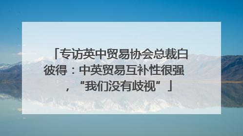 专访英中贸易协会总裁白彼得：中英贸易互补性很强，“我们没有歧视”