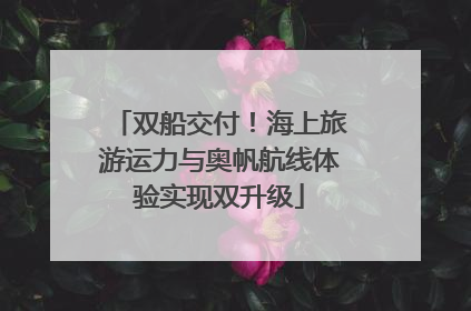双船交付！海上旅游运力与奥帆航线体验实现双升级