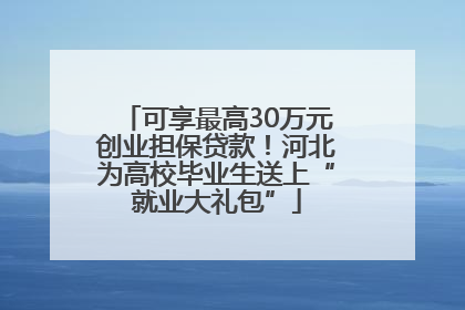 可享最高30万元创业担保贷款！河北为高校毕业生送上“就业大礼包”