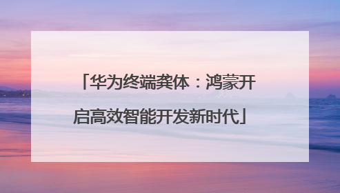 华为终端龚体：鸿蒙开启高效智能开发新时代