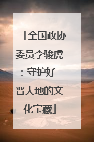 全国政协委员李骏虎：守护好三晋大地的文化宝藏