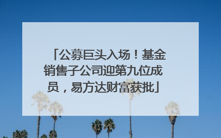 公募巨头入场!基金销售子公司迎第九位成员,易方达财富获批