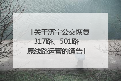 关于济宁公交恢复317路、501路原线路运营的通告