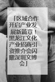 区域合作开启产业发展新篇章！黑龙江文化产业招商引资推介会闪耀深圳文博会