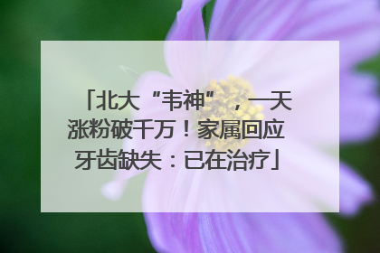 北大“韦神”，一天涨粉破千万！家属回应牙齿缺失：已在治疗