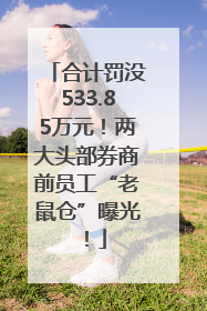 合计罚没533.85万元！两大头部券商前员工“老鼠仓”曝光！