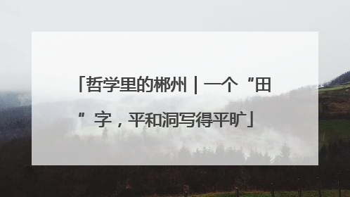 哲学里的郴州｜一个“田”字，平和洞写得平旷