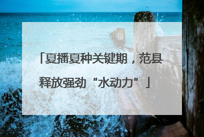 夏播夏种关键期，范县释放强劲“水动力”