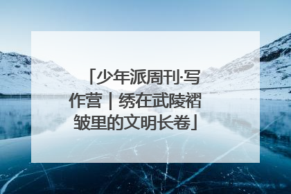 少年派周刊·写作营｜绣在武陵褶皱里的文明长卷