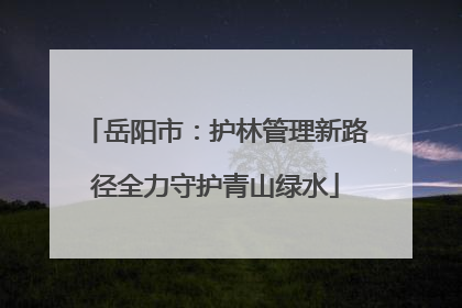 岳阳市：护林管理新路径全力守护青山绿水