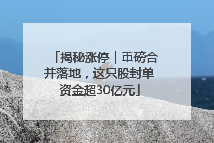 揭秘涨停｜重磅合并落地，这只股封单资金超30亿元
