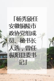 杨秀颀任安徽铜陵市政协党组成员、秘书长人选，曾任枞阳县委书记