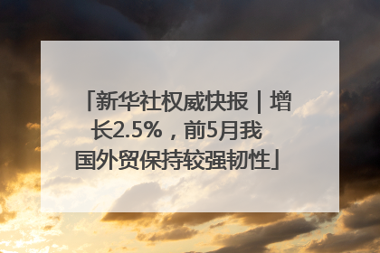 新华社权威快报｜增长2.5%，前5月我国外贸保持较强韧性