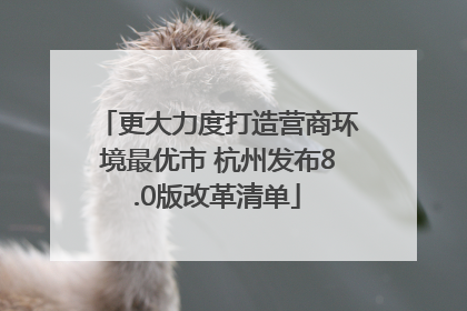 更大力度打造营商环境最优市 杭州发布8.0版改革清单