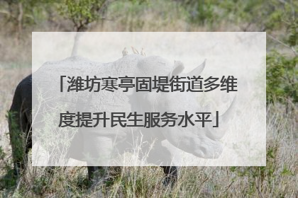 潍坊寒亭固堤街道多维度提升民生服务水平
