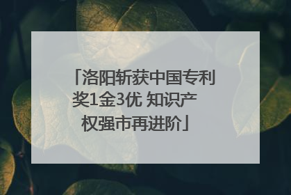 洛阳斩获中国专利奖1金3优 知识产权强市再进阶