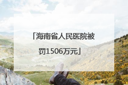 海南省人民医院被罚1506万元