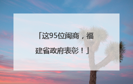 这95位闽商，福建省政府表彰！
