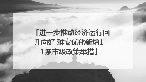 进一步推动经济运行回升向好 雅安优化新增11条市级政策举措