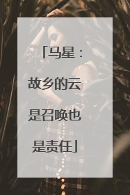 马星：故乡的云是召唤也是责任