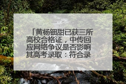 黄杨钿甜已获三所高校合格证，中传回应网络争议是否影响其高考录取：符合录取条件就能录取