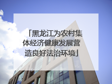 黑龙江为农村集体经济健康发展营造良好法治环境