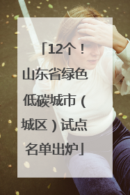 12个！山东省绿色低碳城市（城区）试点名单出炉