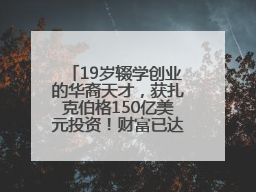 19岁辍学创业的华裔天才，获扎克伯格150亿美元投资！财富已达20亿美元！