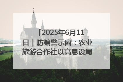 2025年6月11日｜防骗警示窗：农业旅游合作社以高息设局，集资380万
