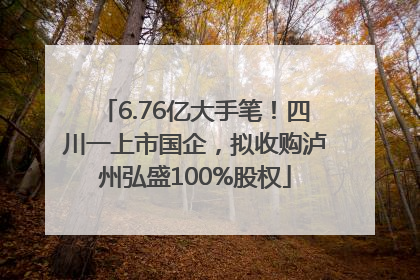 6.76亿大手笔！四川一上市国企，拟收购泸州弘盛100%股权