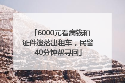 6000元看病钱和证件遗落出租车，民警40分钟帮寻回