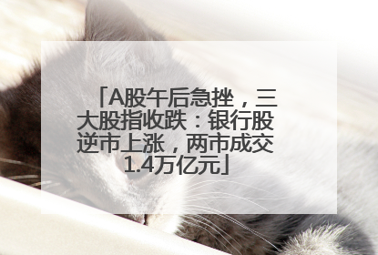 A股午后急挫，三大股指收跌：银行股逆市上涨，两市成交1.4万亿元
